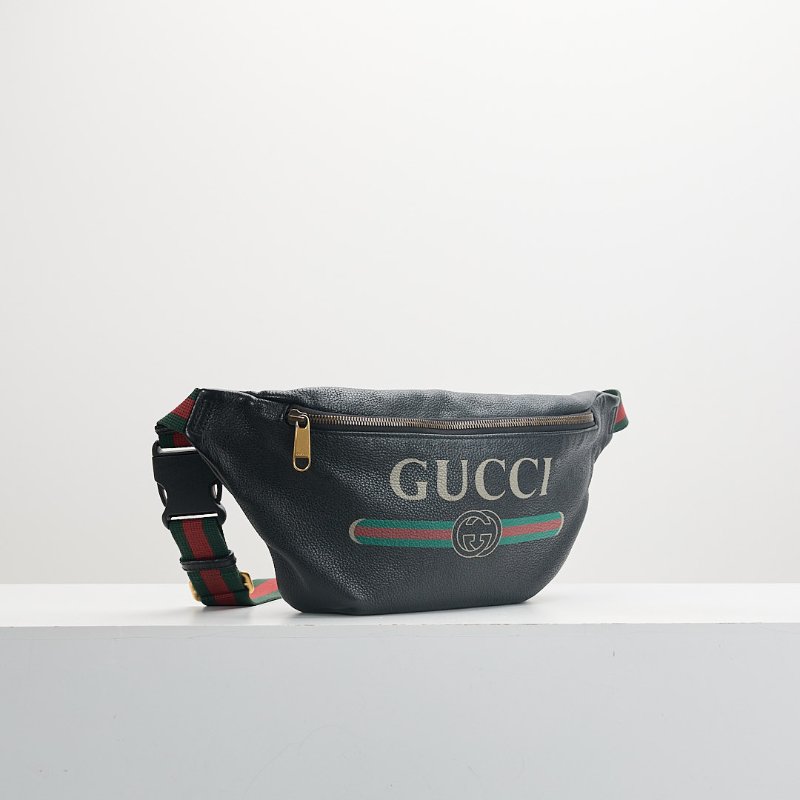二手Gucci 黑色大款腰包-1