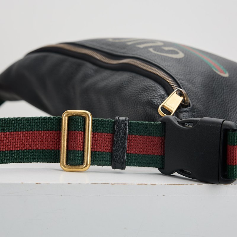 二手Gucci 黑色大款腰包-9