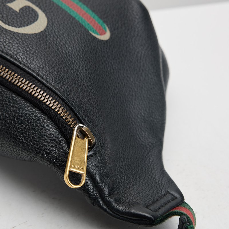 二手Gucci 黑色大款腰包-10