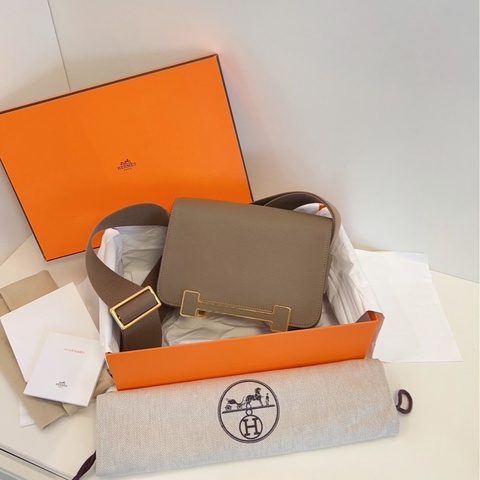 【99新閒置全套🆕】Hermes 大象灰金扣 Geta 木屐包 斜挎包
