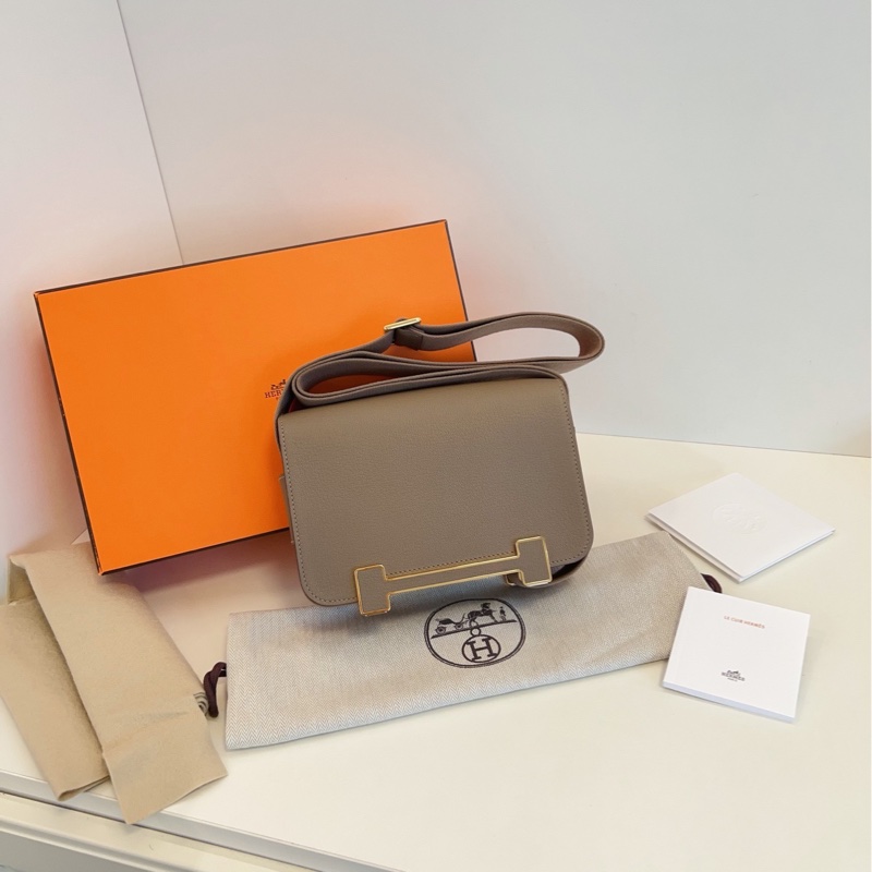 【99新閒置全套🆕】Hermes 大象灰金扣 Geta 木屐包 斜挎包-1