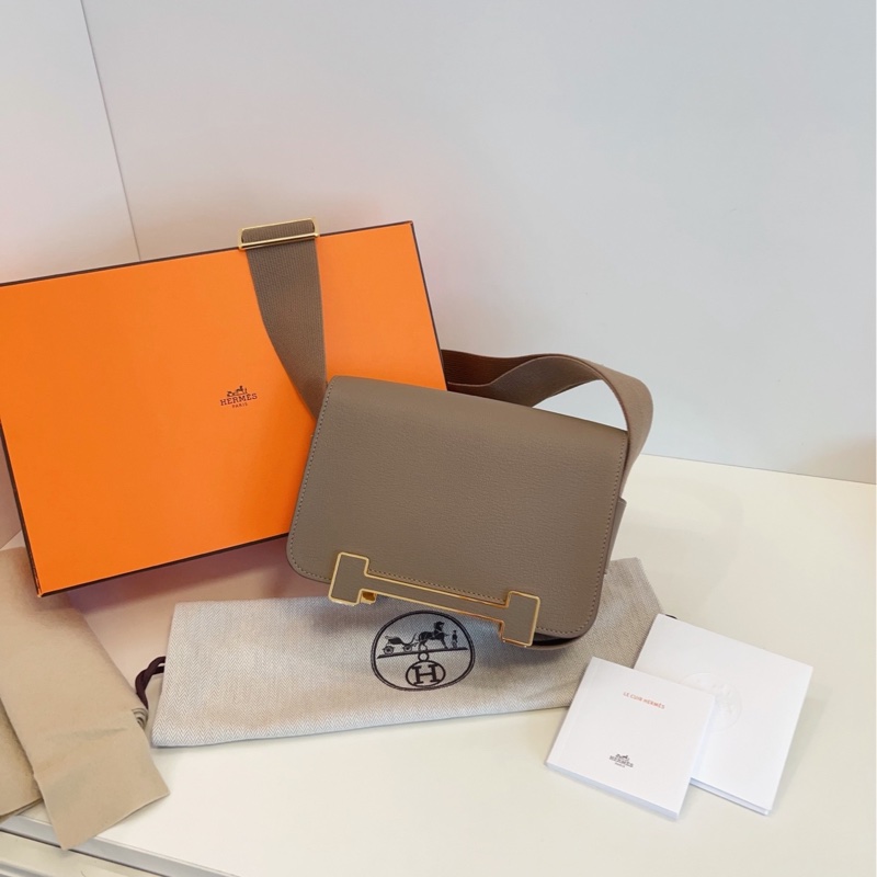 【99新閒置全套🆕】Hermes 大象灰金扣 Geta 木屐包 斜挎包-2
