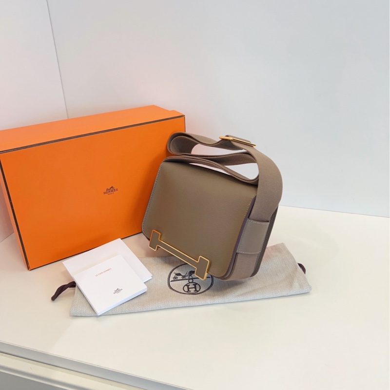 【99新閒置全套🆕】Hermes 大象灰金扣 Geta 木屐包 斜挎包-3