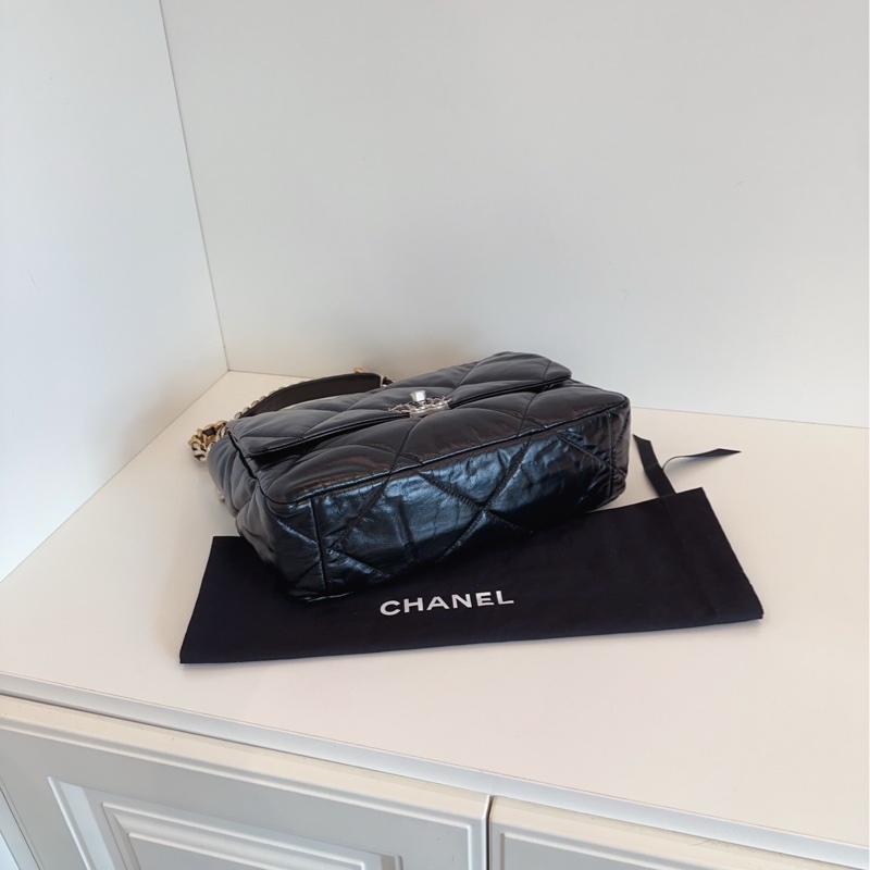 【閒置🆕】Chanel芯片款 經典 黑銀 19bag中號手提斜挎包-3