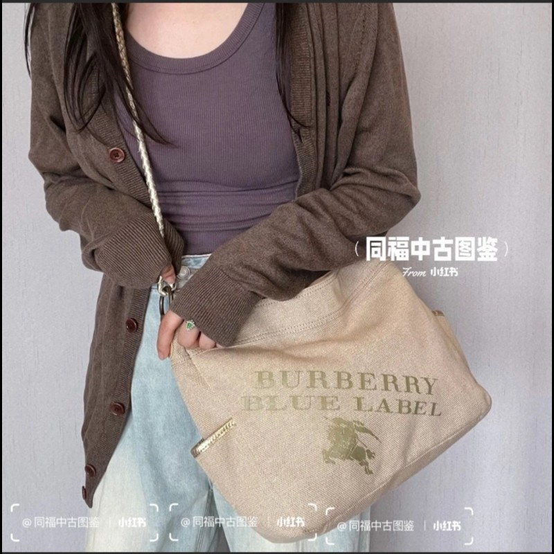 Burberry Blue Label米色帆布單肩包-0