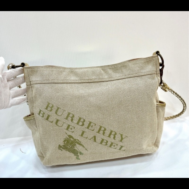 Burberry Blue Label米色帆布單肩包-2