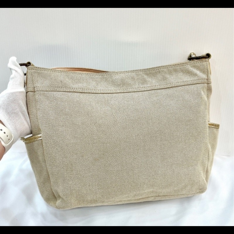 Burberry Blue Label米色帆布單肩包-6