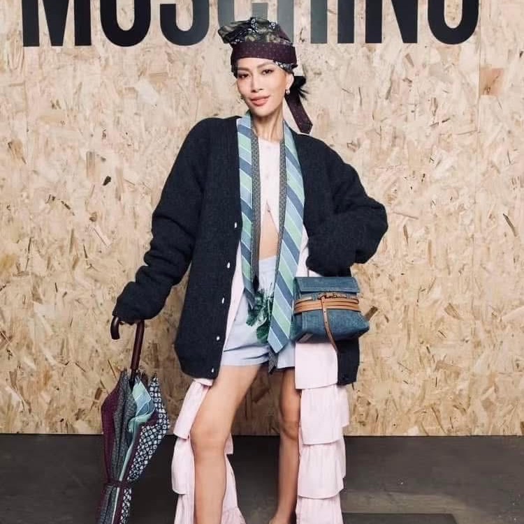 MOSCHINO Tie Me 丹寧綁帶包 (附揹帶)-7