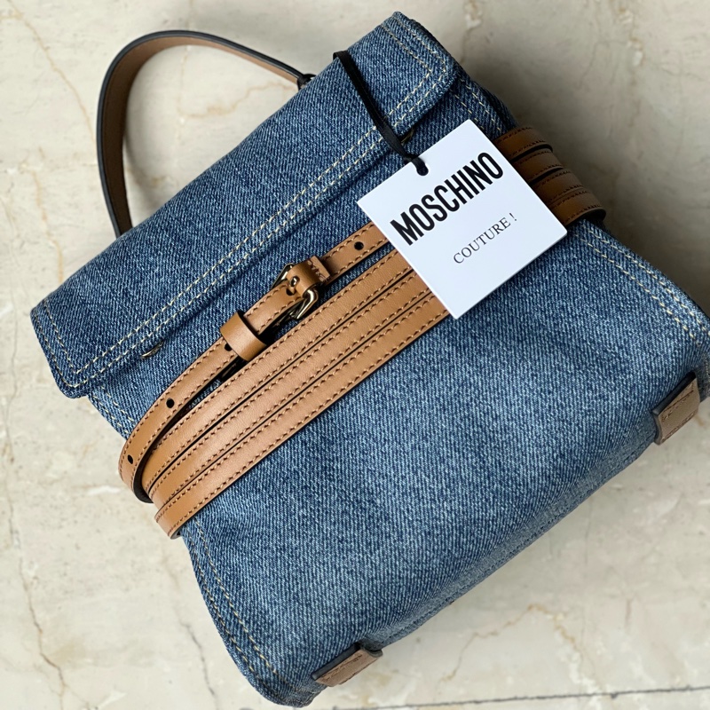 MOSCHINO Tie Me 丹寧綁帶包 (附揹帶)-10