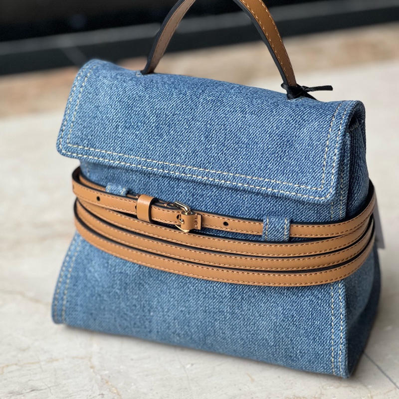 MOSCHINO Tie Me 丹寧綁帶包 (附揹帶)-11