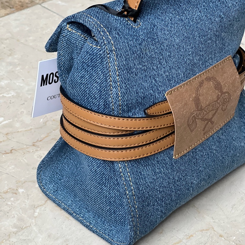 MOSCHINO Tie Me 丹寧綁帶包 (附揹帶)-14