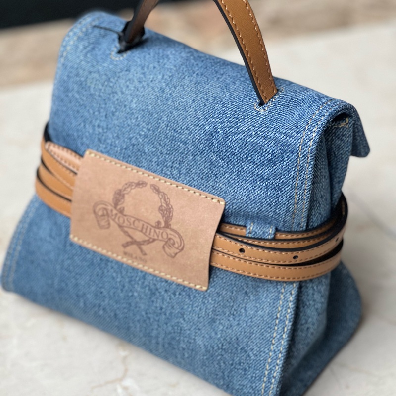 MOSCHINO Tie Me 丹寧綁帶包 (附揹帶)-15