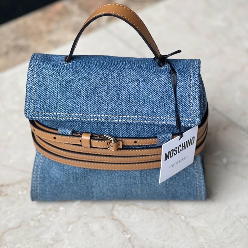 MOSCHINO Tie Me 丹寧綁帶包 (附揹帶)-18