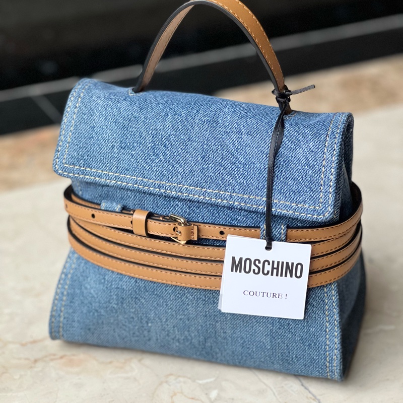 MOSCHINO Tie Me 丹寧綁帶包 (附揹帶)-24