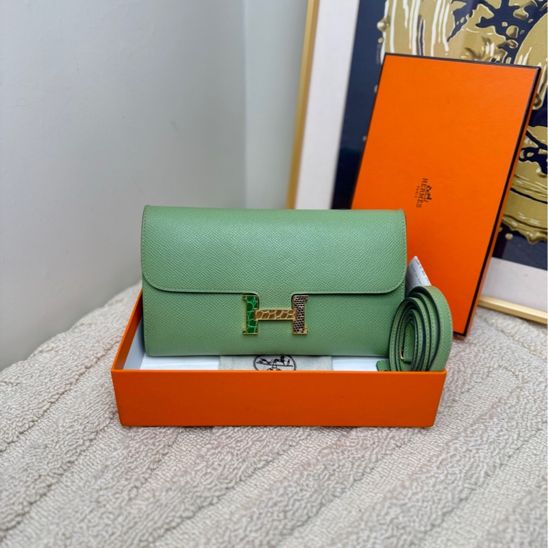 【全套帶票】Hermes constance to go康康牛油果綠三拼色 蜥蜴皮拼鰐魚皮稀有皮扣 斜挎包-0