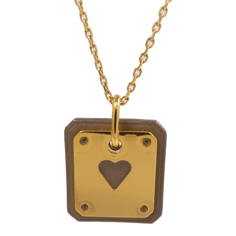 HERMES 皮革/金屬As De Coeur項鍊-2