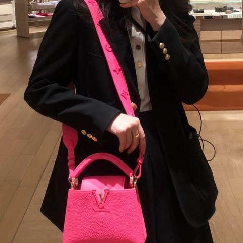 LV玫粉色全皮cap bb手提肩背斜背包27*17.5*9 98新配件塵袋