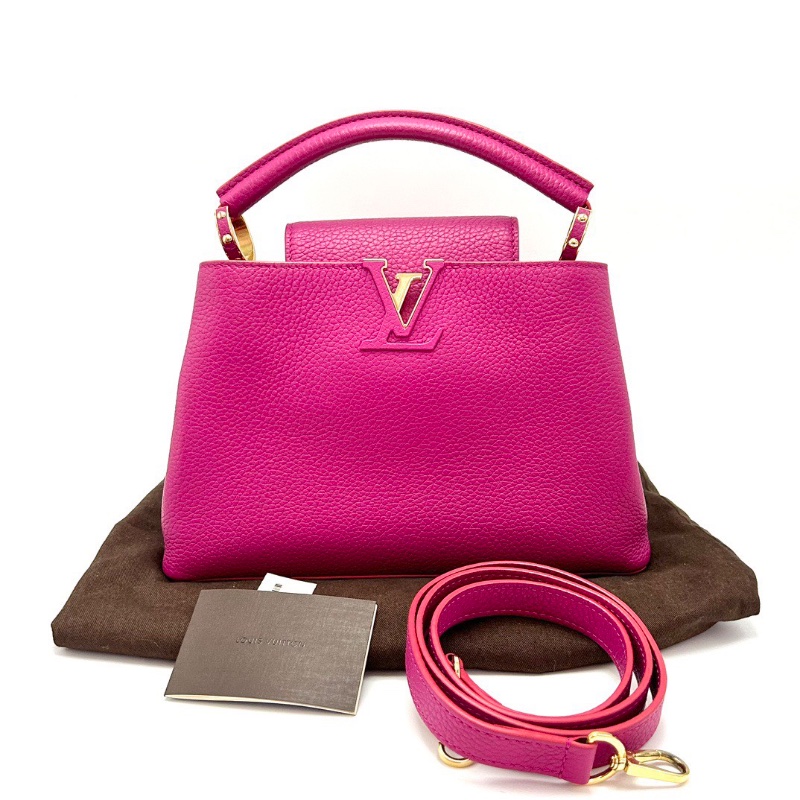 LV玫粉色全皮cap bb手提肩背斜背包27*17.5*9 98新配件塵袋-1