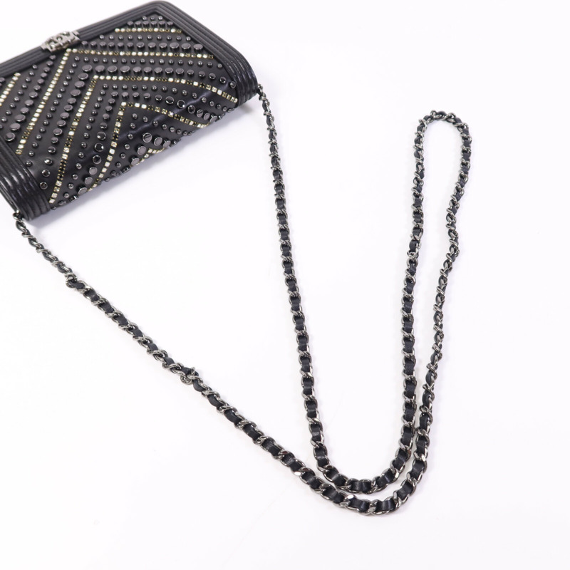 CHANEL 牛皮皮革WOC Wallet On Chain銀扣鏈帶肩背袋-8