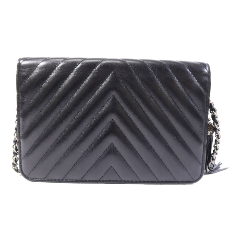 CHANEL 牛皮皮革WOC Wallet On Chain銀扣鏈帶肩背袋-2