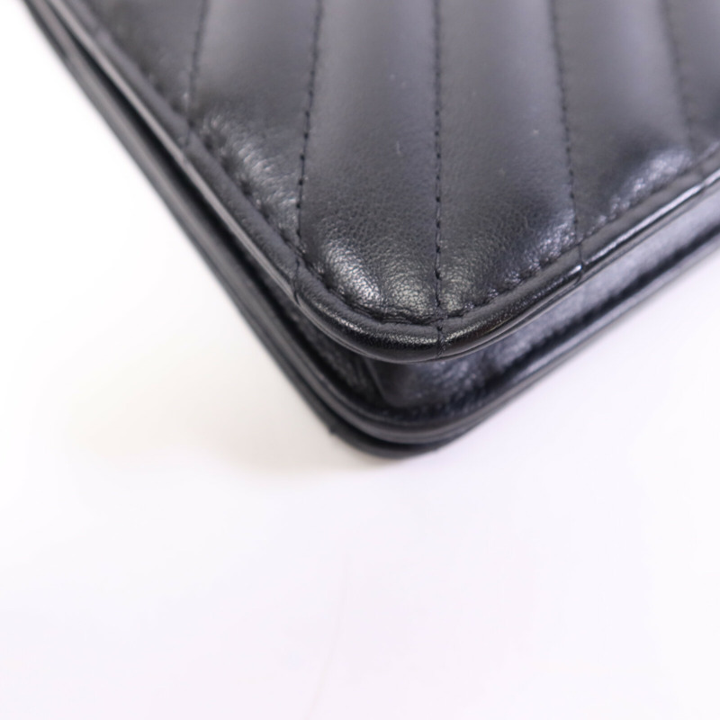 CHANEL 牛皮皮革WOC Wallet On Chain銀扣鏈帶肩背袋-13