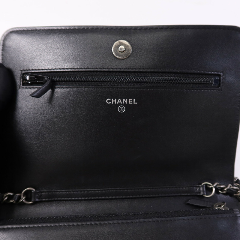 CHANEL 牛皮皮革WOC Wallet On Chain銀扣鏈帶肩背袋-14