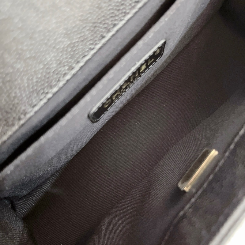 CHANEL黑金V紋荔枝牛皮芯片leboy中號鏈條斜背包25×15×9 全新閒置配件塵袋盒子購證-2