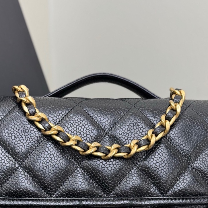 【 全❤️全套】Chanel 25A荔枝牛皮復古雙C黑金手柄雙肩包 背包-5