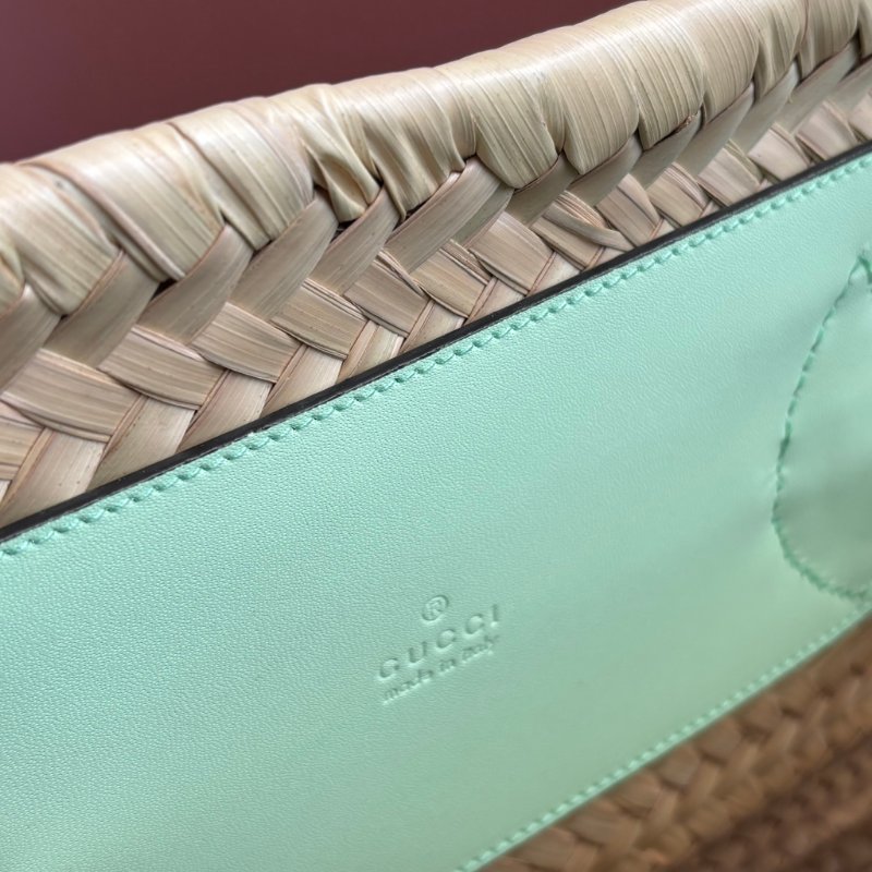 ::GUCCI:: 779524 淺綠色皮革手提草編包肩背包 Tote Bag-4