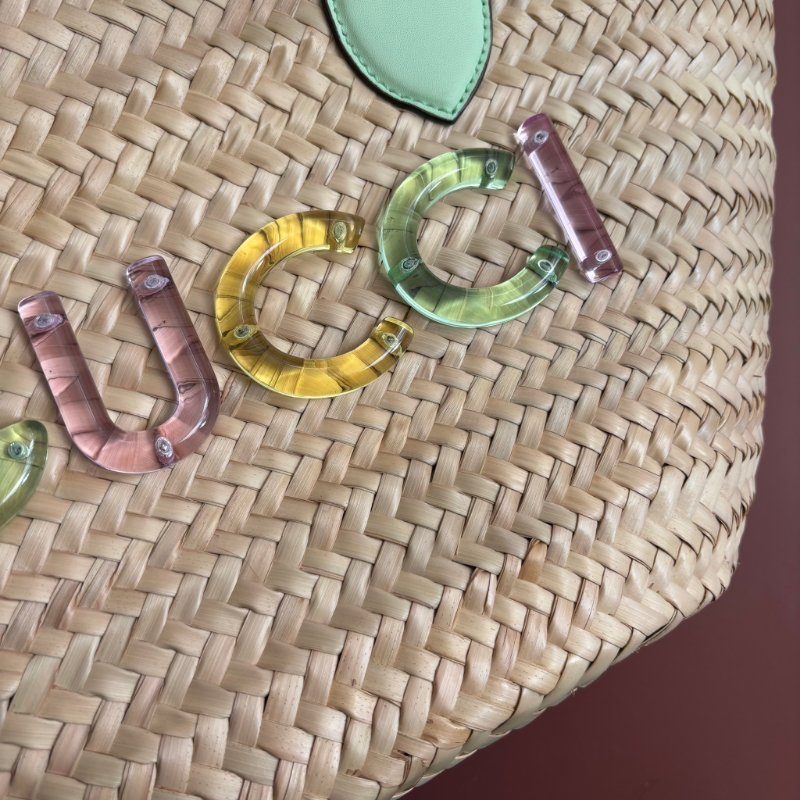 ::GUCCI:: 779524 淺綠色皮革手提草編包肩背包 Tote Bag-6
