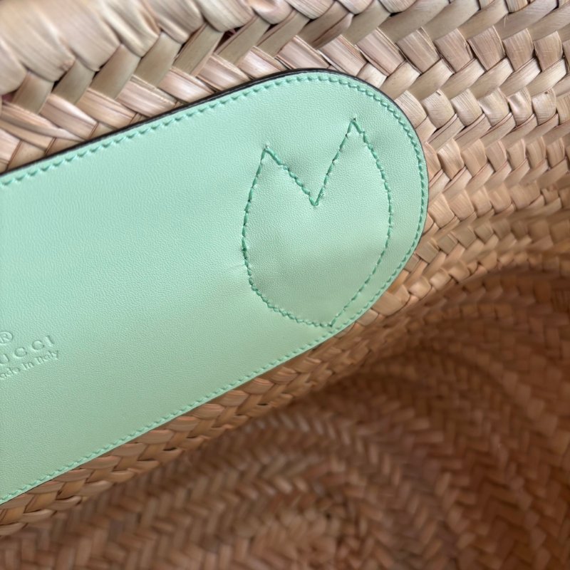::GUCCI:: 779524 淺綠色皮革手提草編包肩背包 Tote Bag-10