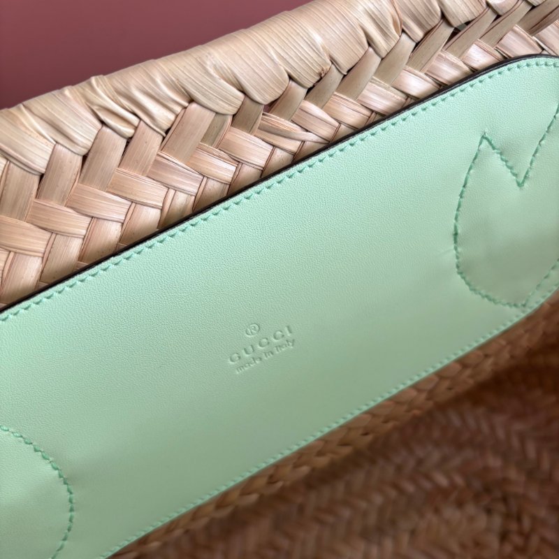 ::GUCCI:: 779524 淺綠色皮革手提草編包肩背包 Tote Bag-11