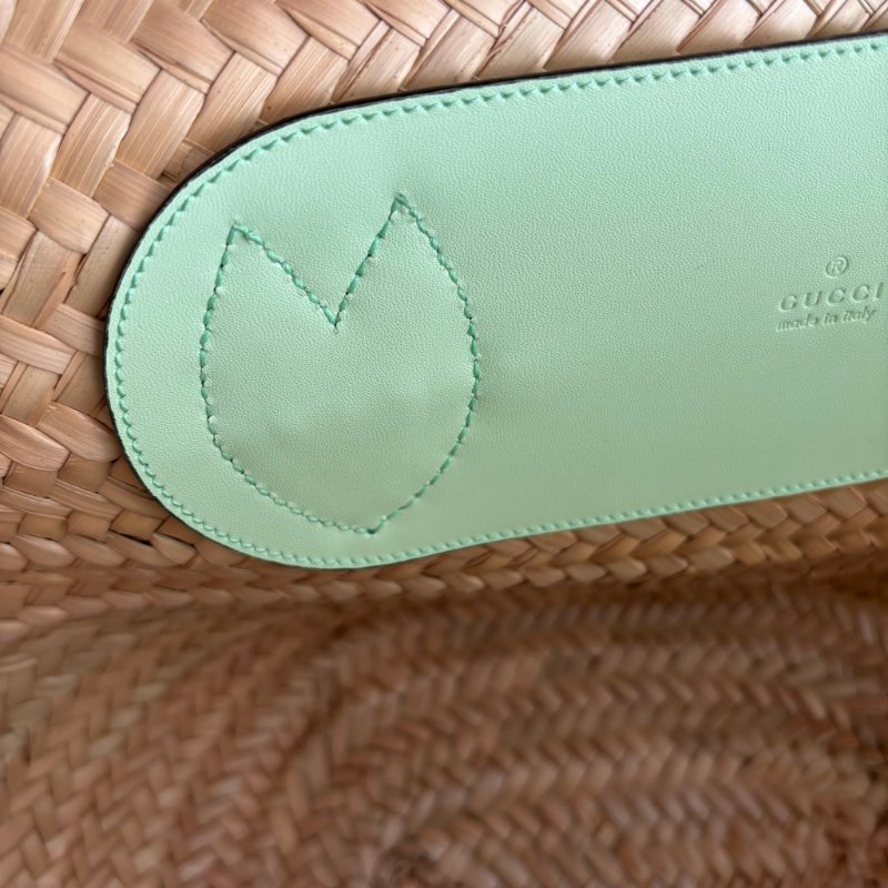 ::GUCCI:: 779524 淺綠色皮革手提草編包肩背包 Tote Bag-12