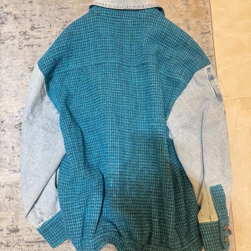 Chanel香奈兒孔雀藍廓形牛仔編織外套尺寸36-1