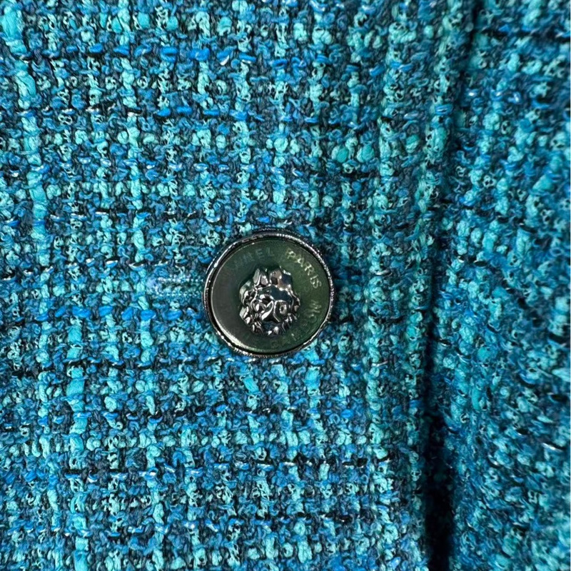 Chanel香奈兒孔雀藍廓形牛仔編織外套尺寸36-2