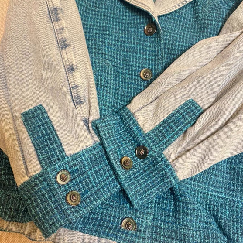 Chanel香奈兒孔雀藍廓形牛仔編織外套尺寸36-3