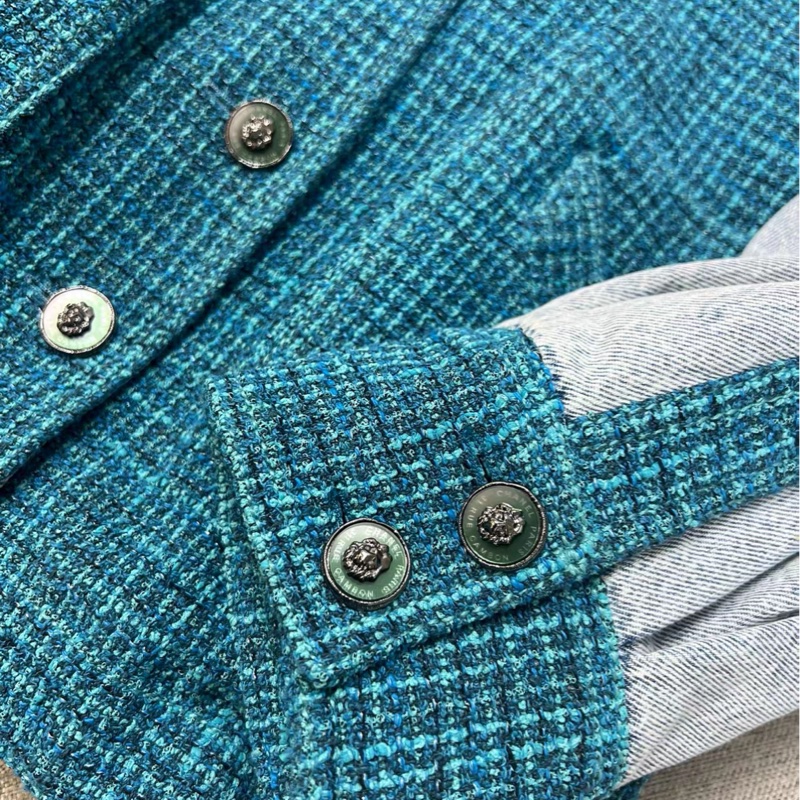 Chanel香奈兒孔雀藍廓形牛仔編織外套尺寸36-4