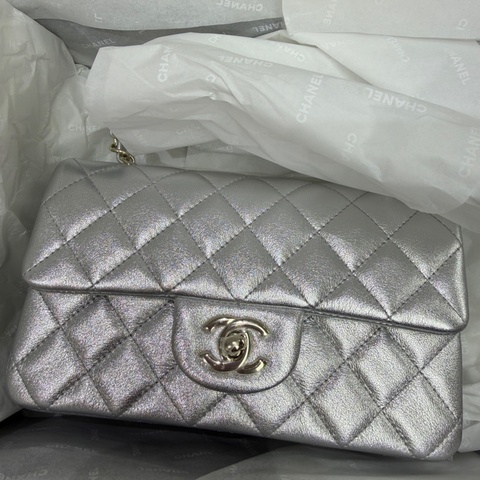 Chanel 26C CF20 大mini 銀色淡金扣