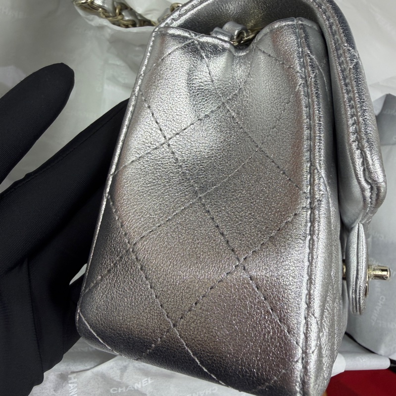 Chanel 26C CF20 大mini 銀色淡金扣-4