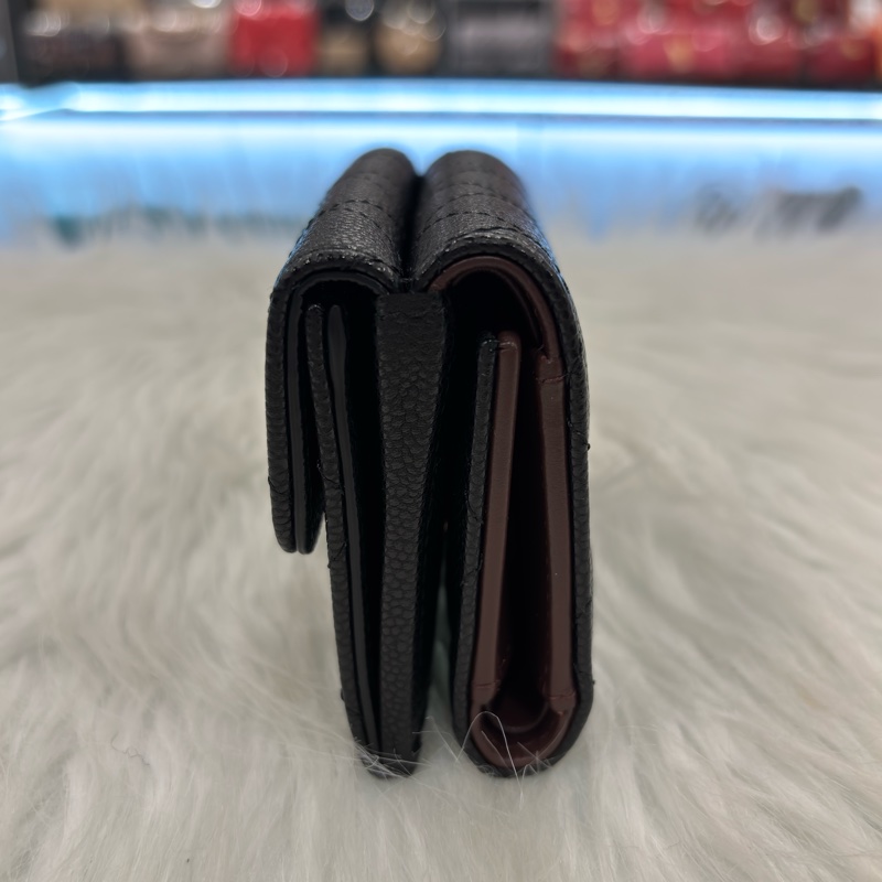 CHANEL AP0230 MINI 黑色 荔枝皮 金釦 雙邊釦 零錢包 三折短夾 皮夾 信用卡包-4