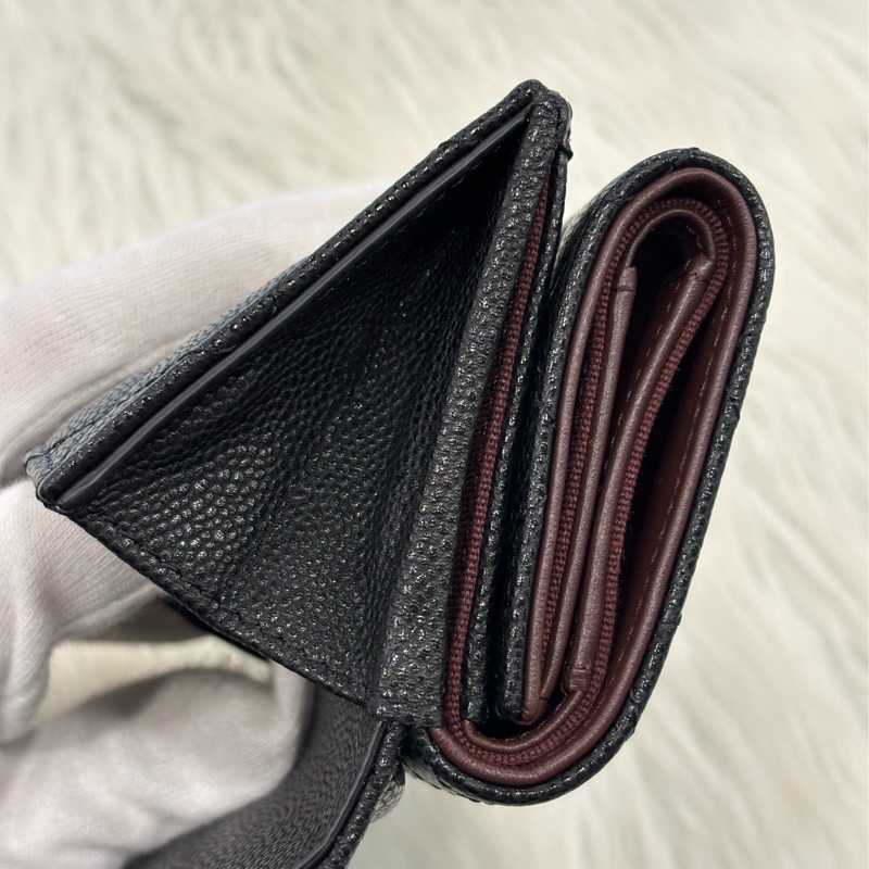 CHANEL AP0230 MINI 黑色 荔枝皮 金釦 雙邊釦 零錢包 三折短夾 皮夾 信用卡包-18