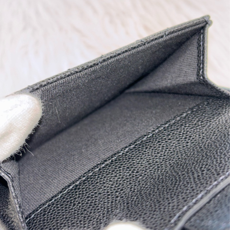 CHANEL AP0230 MINI 黑色 荔枝皮 金釦 雙邊釦 零錢包 三折短夾 皮夾 信用卡包-20