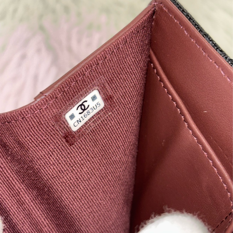 CHANEL AP0230 MINI 黑色 荔枝皮 金釦 雙邊釦 零錢包 三折短夾 皮夾 信用卡包-25