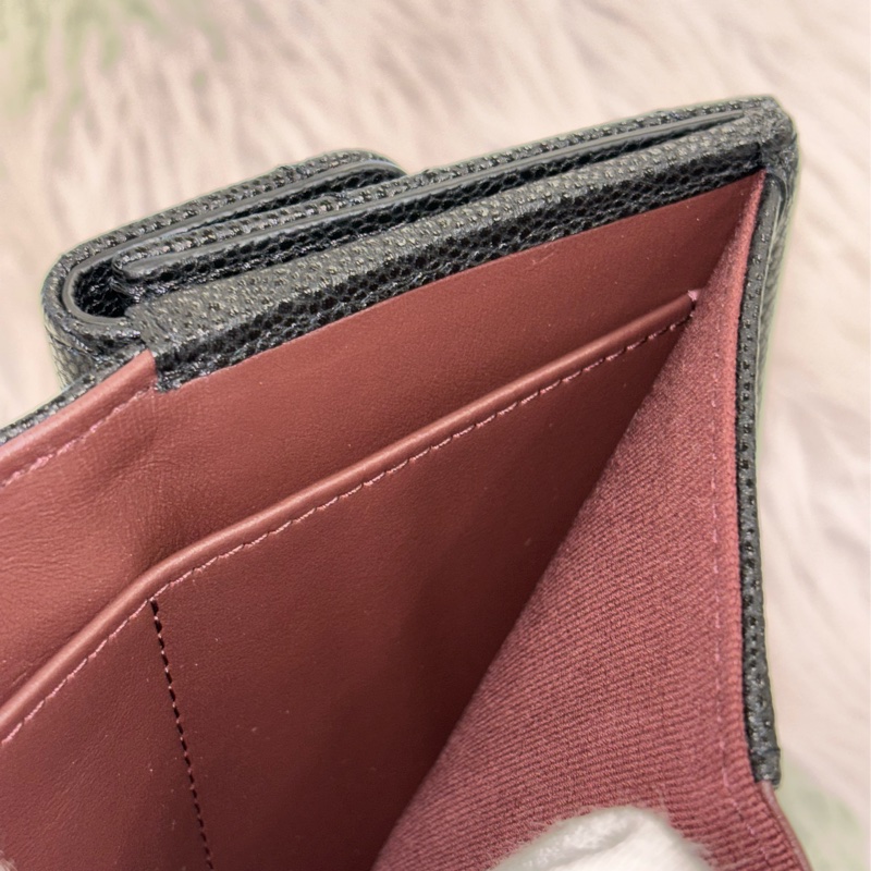 CHANEL AP0230 MINI 黑色 荔枝皮 金釦 雙邊釦 零錢包 三折短夾 皮夾 信用卡包-26