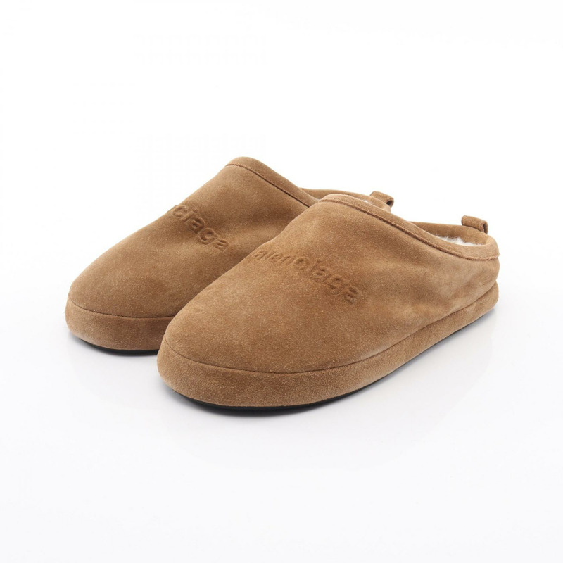BALENCIAGA Alaska Slipper Room 鞋 #37 棕色絨面革二手女鞋-0