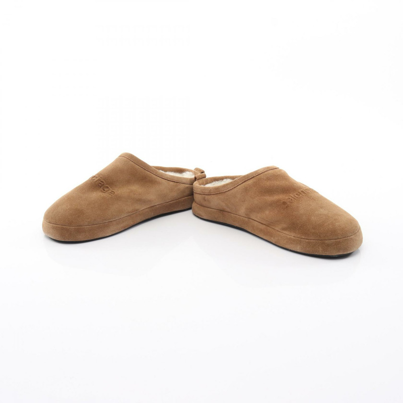 BALENCIAGA Alaska Slipper Room 鞋 #37 棕色絨面革二手女鞋-2