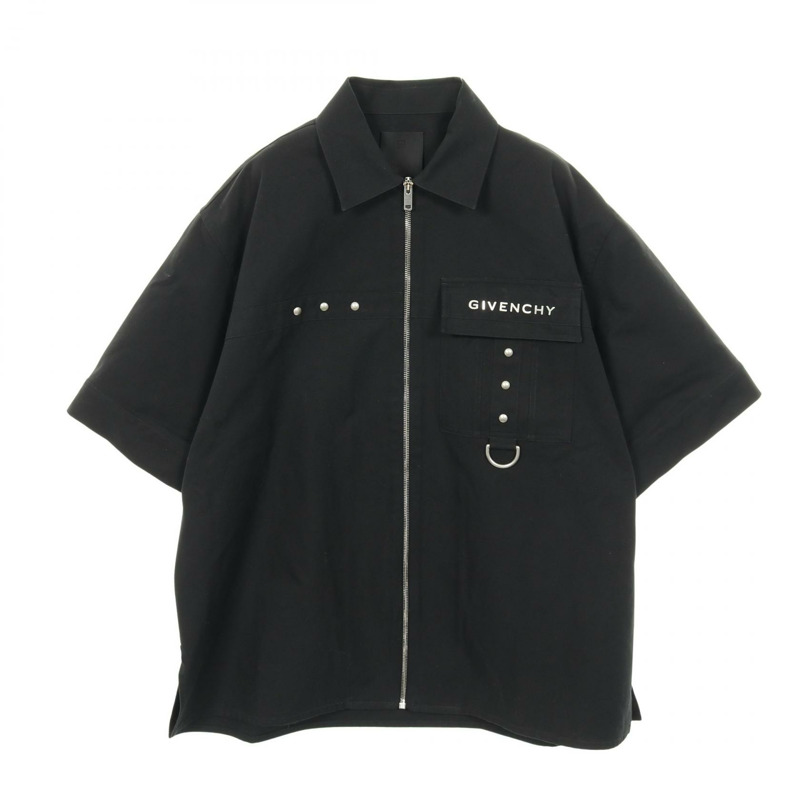 紀梵希金屬細部拉鍊襯衫上衣 #38 純棉黑二手男款-2
