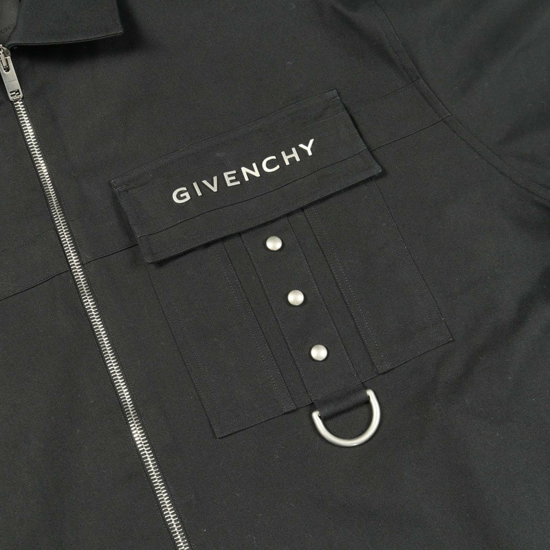 紀梵希金屬細部拉鍊襯衫上衣 #38 純棉黑二手男款-10