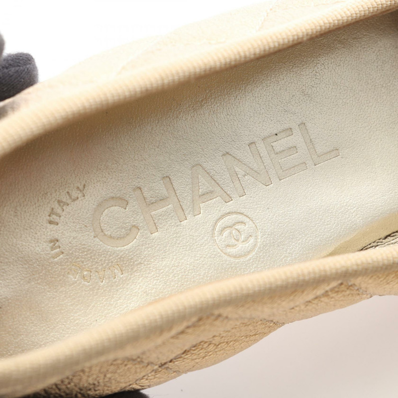 香奈兒 (CHANEL) Ballerina Matelasse COCO Mark 高跟鞋 #37 1/2 金色皮革二手女鞋-4