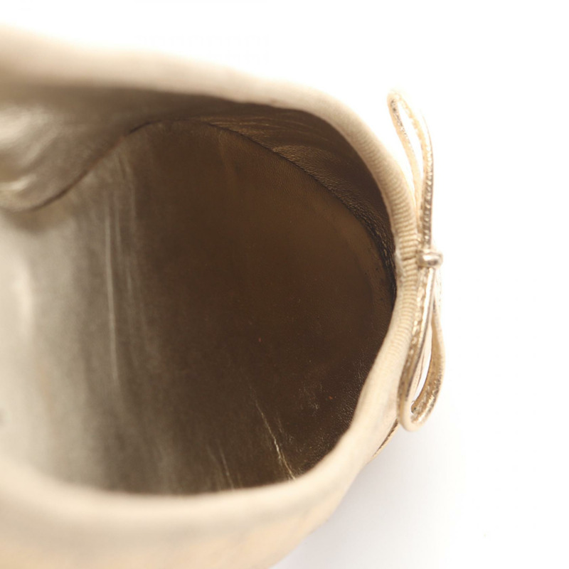 香奈兒 (CHANEL) Ballerina Matelasse COCO Mark 高跟鞋 #37 1/2 金色皮革二手女鞋-7